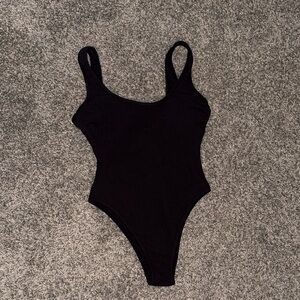 No Boundaries Black Ribbed Scoop One-Piece Size M (8-10) Women’s